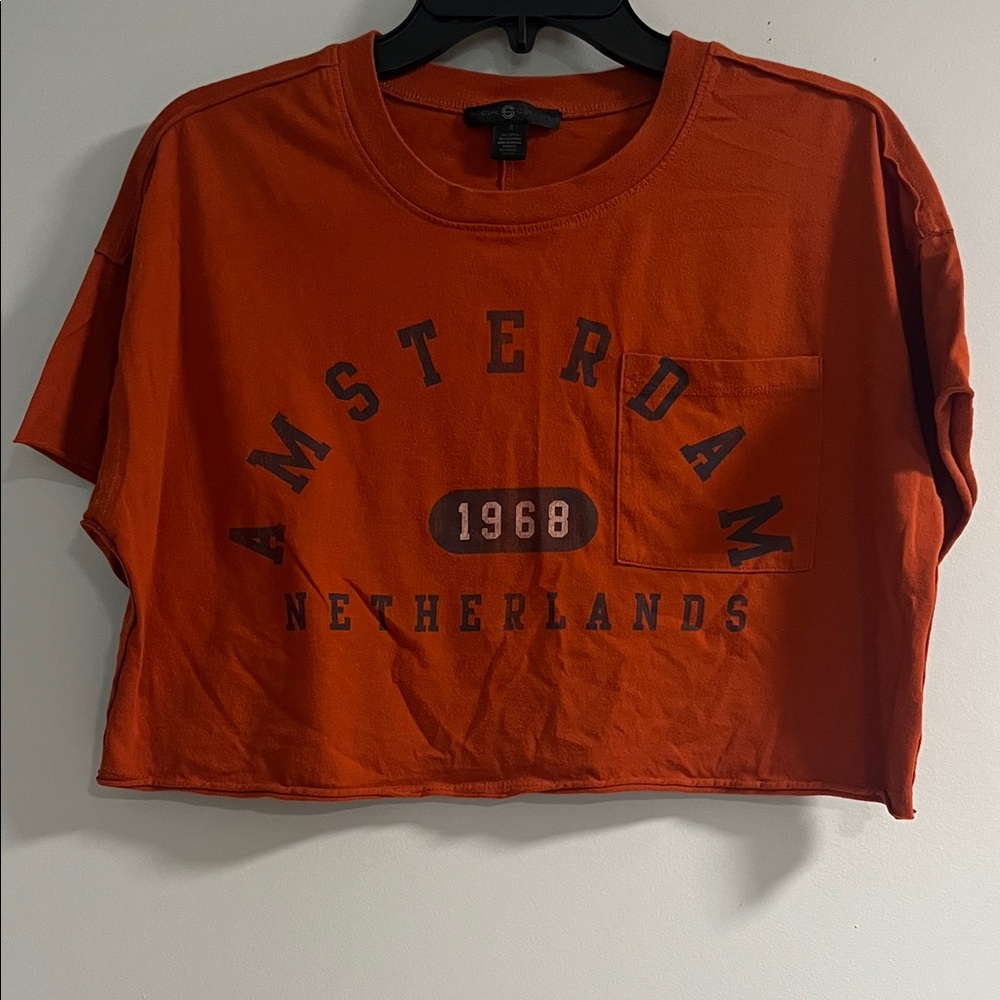 Orange Amsterdam Graphic Crop Top